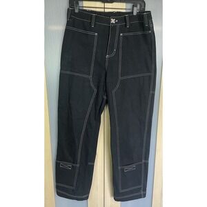 Liquid Lagoon Men's Skater Wide Leg Work Jeans Black Streetwear 30x32 Casual